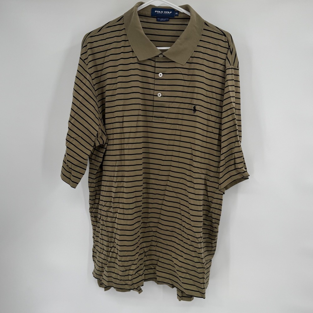 Polo Golf Ralph Lauren Polo Shirt Mens XL Green Striped Pima Cotton Short Sleeve - Picture 2 of 6